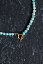 Sertifikalı Amazonit  Fasetli Altın Kaplama Doğal Taş Kolye 