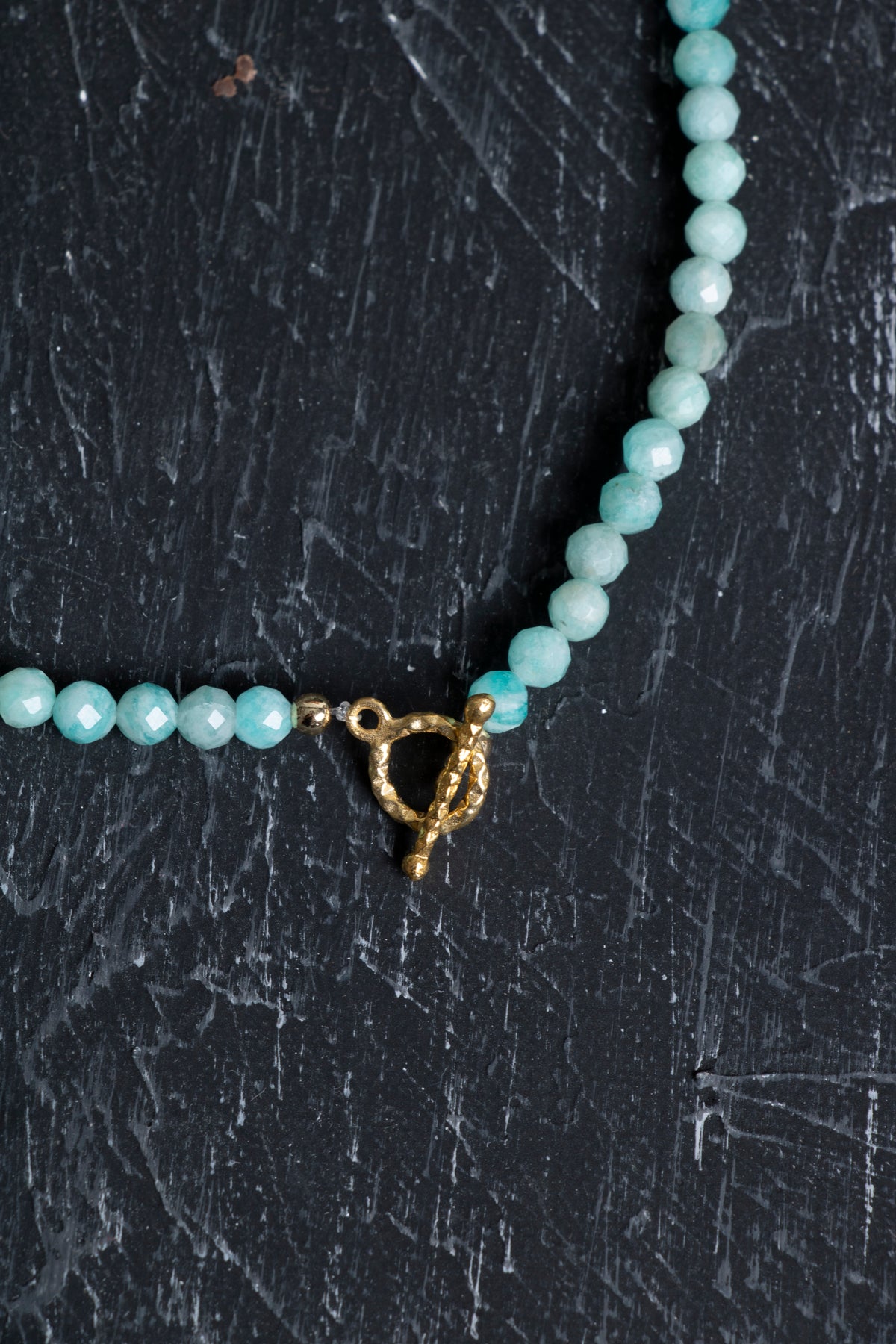 Sertifikalı Amazonit  Fasetli Altın Kaplama Doğal Taş Kolye 