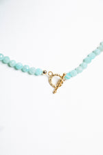 Sertifikalı Amazonit  Fasetli Altın Kaplama Doğal Taş Kolye 