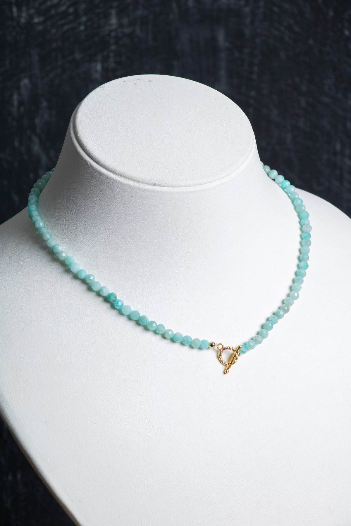 Sertifikalı Amazonit  Fasetli Altın Kaplama Doğal Taş Kolye 