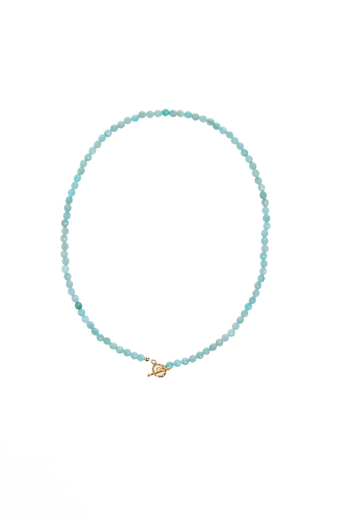 Sertifikalı Amazonit  Fasetli Altın Kaplama Doğal Taş Kolye 