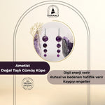 Sertifikalı Ametist Doğal Taşlı Sallantılı Tasarım Gümüş Küpe