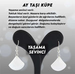 Sertifikalı Ay Taşı Doğal Taş Küpe - 2cm Damla Beyaz