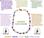 Sertifikalı Bebek Kehribar Kolye- Ametist-kehribar-kalsit-yeşim-pembe Kuvars