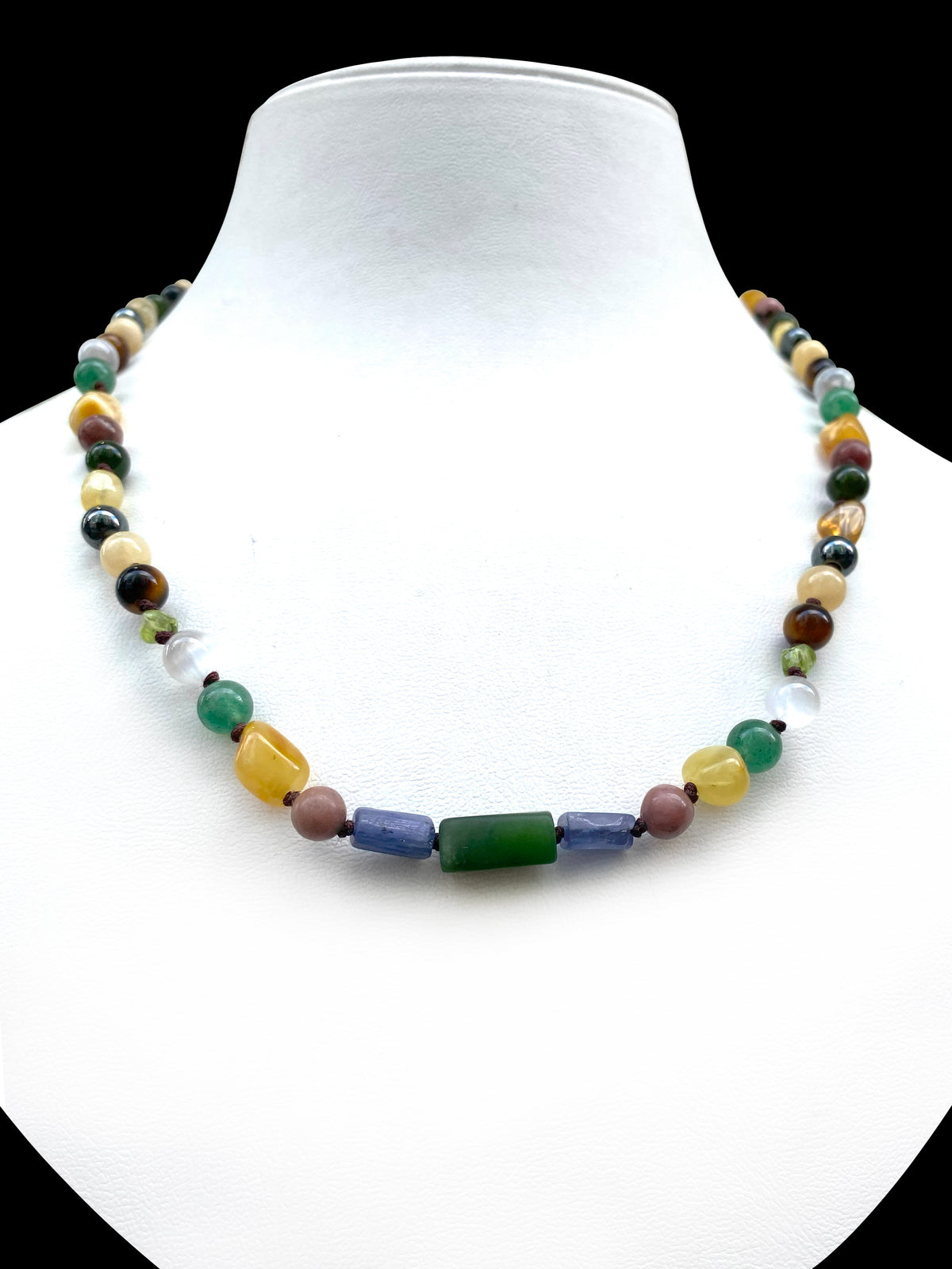 Anne Kolye Sertifikalı Doğal Taş 6 Mm Kehribar-Yeşil Aventurin-Yeşil Kiyanit-Yeşim-Rodonit-Selenit-Kaplan Gözü-Kalsit-Hematit-Sitrin-Zeberced