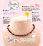 Sertifikalı Doğal Taş Bebek Kolye-yeşim,lapis,kehribar,kaplan Gözü,krizokol M106
