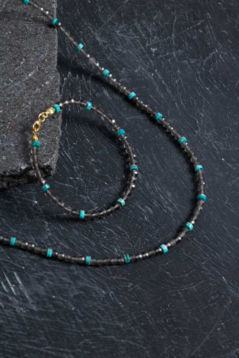 Sertifikalı Dumanlı Kuvars, Turkuaz Doğal Taş Set