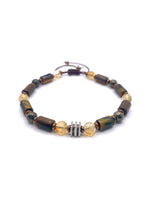 Sertifikalı Hakiki Orijinal Kaplan Gözü - 6mm Sitrin - Pirit - Hematit Doğal Taş İpli Ayarlanabilir Bileklik