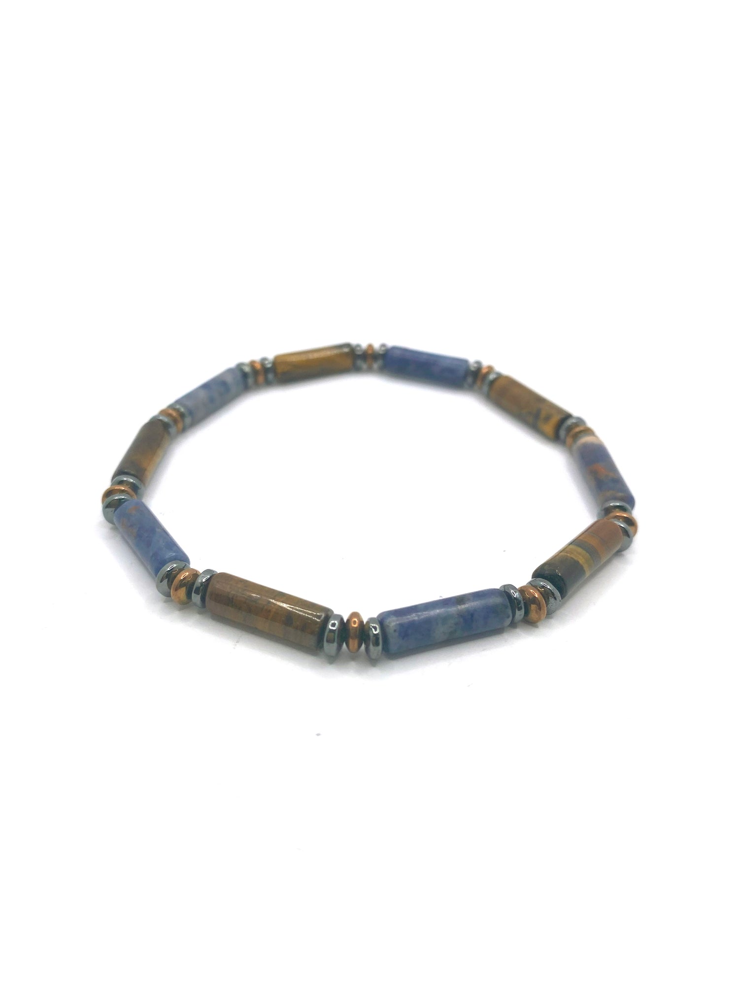 Sertifikalı Hakiki Orijinal Kaplan Gözü - Sodalit - Hematit Doğal Taş Misinalı Bileklik