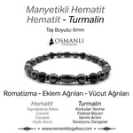 Sertifikalı Manyetikli Hematit - Hematit - Turmalin Doğal Taş Bileklik Romatizma Eklem Ağrıları