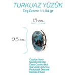 Sertifikalı Hakiki Orijinal Turkuaz Yüzük Doğal Taş Gümüş Yüzük Her Parmağa Ayarlanabilir 925 Ayar