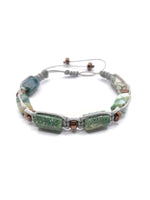 Sertifikalı Hakiki Orijinal Yosunlu Akik - Hematit  Doğal Taş İpli Bileklik (Köşeli Makrome Model)