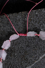 Sertifikalı Ham Pembe Kuvars Doğaltaş Kolye