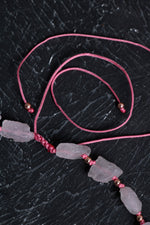 Sertifikalı Ham Pembe Kuvars Doğaltaş Kolye