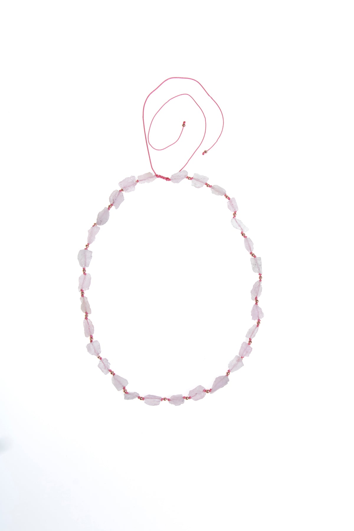 Sertifikalı Ham Pembe Kuvars Doğaltaş Kolye