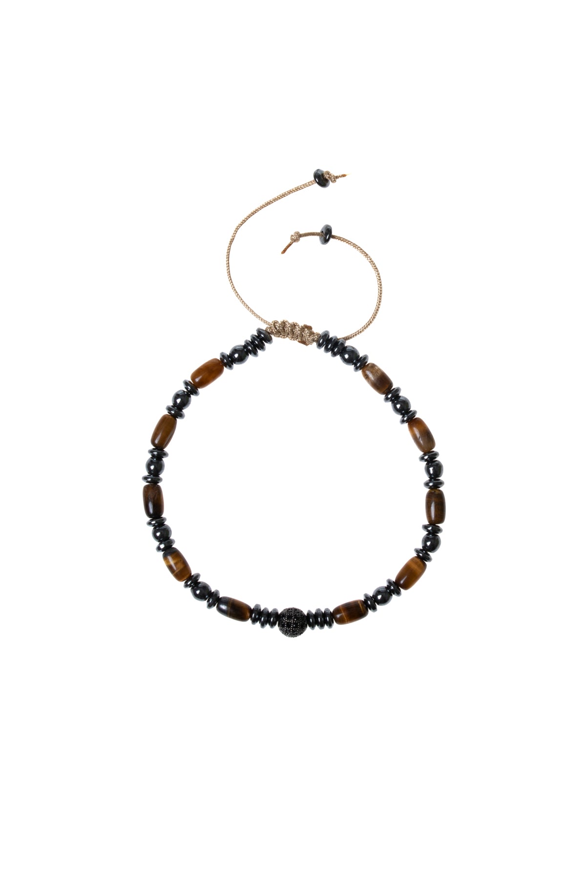 Sertifikalı Kaplan Gözü, Hematit Doğal Taş Makrome Bileklik