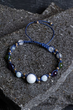 Sertifikalı Kova Burcu Doğal Taş Makrome Bileklik 