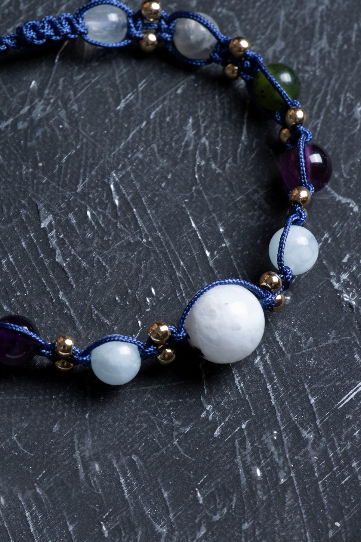 Sertifikalı Kova Burcu Doğal Taş Makrome Bileklik 