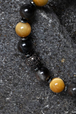 Sertifikalı Obsidyen, Kaplan Gözü, Hematit Zirkon Aparat Doğal Taş Makrome Bileklik