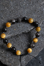 Sertifikalı Obsidyen, Kaplan Gözü, Hematit Zirkon Aparat Doğal Taş Makrome Bileklik