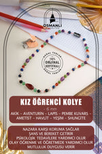 Sertifikalı Sertifikalı Doğaltaş Düğümlü Kız Öğrenci Kolye 6 Mm