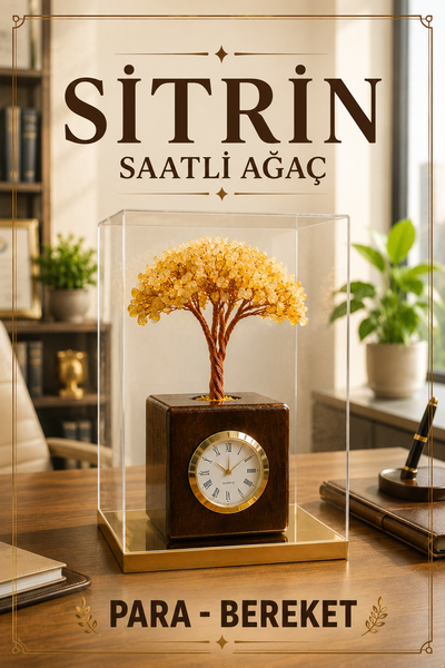Sitrin Doğal Taş Saatli Ağaç