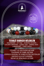 Terazi Burcu Bileklik Akuamarin, Ay Taşı, Dumanlı Kuvars, Golden Obsidyen, Güneş Taşı, Kırmızı Akik, Labradorit, Lapis Lazuli