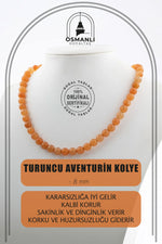 Turuncu Aventurin 8 mm Dizi Doğal Taş Kolye