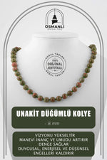 Unakit 8 mm Düğümlü Doğal Taş Kolye