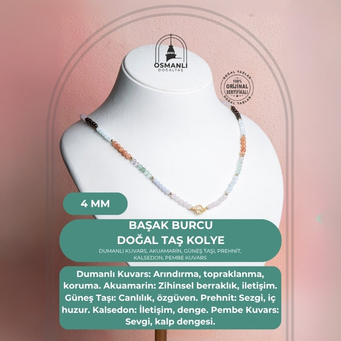 Sertifikalı Başak Burcu Doğal Taş Kolye