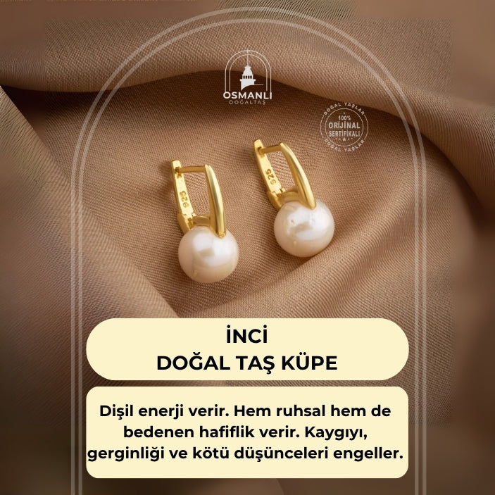 Sertifikalı İnci Doğal Taş Küpe