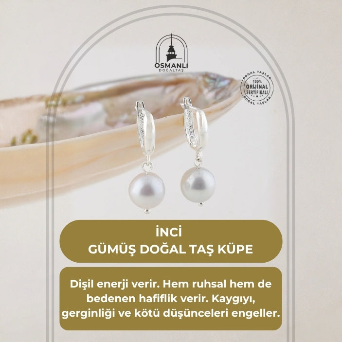 İnci Gümüş Doğal Taş Küpe