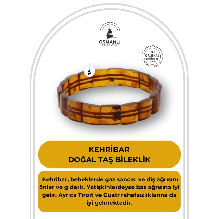 Sertifikalı Orjinal Kehribar Doğal Taş Bileklik