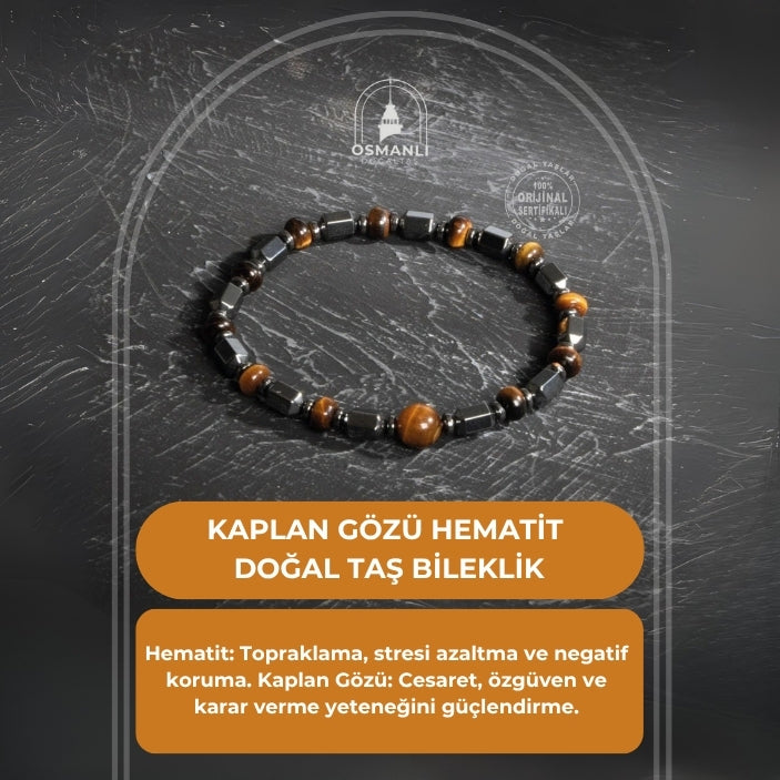 Sertifikalı Orijinal  Kaplan Gözü Hematit Doğal Taş Bileklik