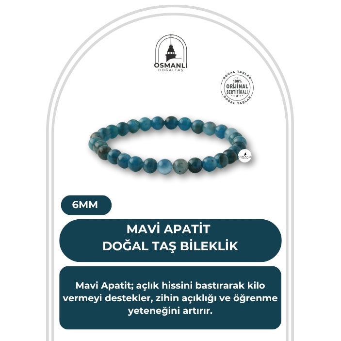 Mavi Apatit 6mm Doğal Taş Bileklik