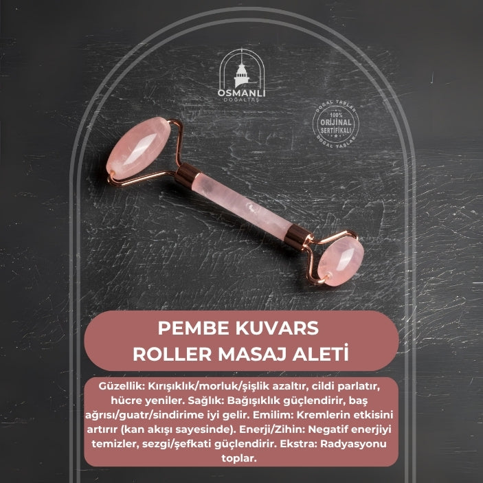 Pembe Kuvars Taşı Roller Masaj Aleti