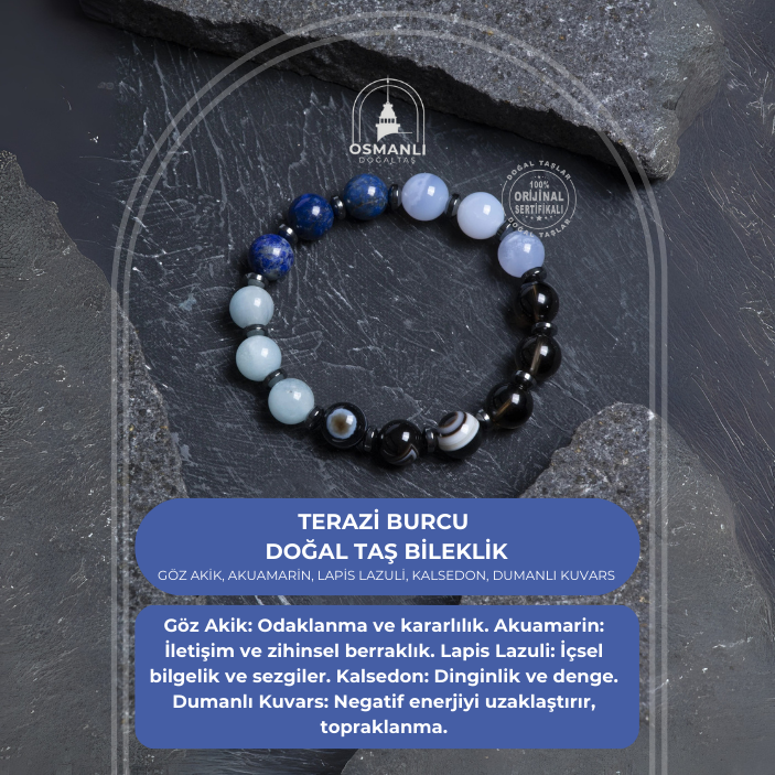 Sertifikalı Terazi Burcu Doğal Taş Bileklik