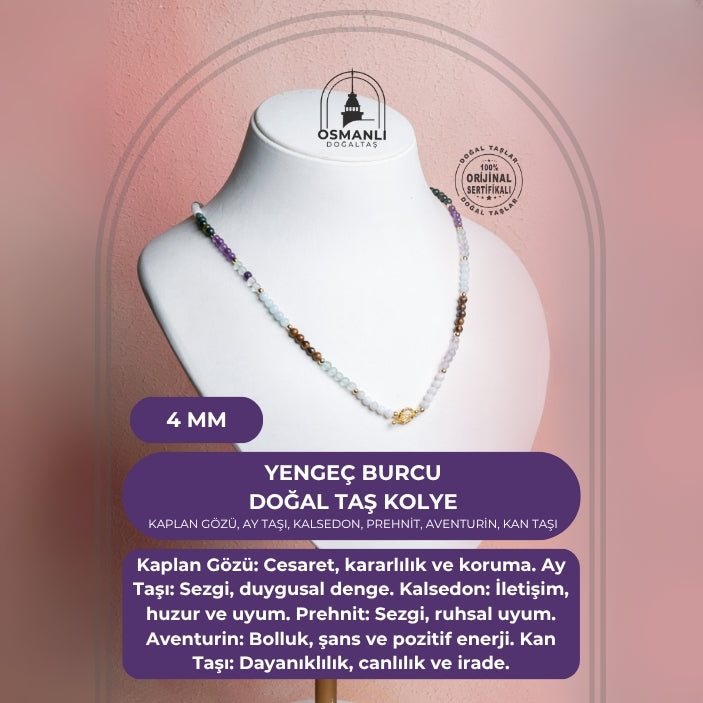 Sertifikalı Yengeç Burcu Doğal Taş Kolye