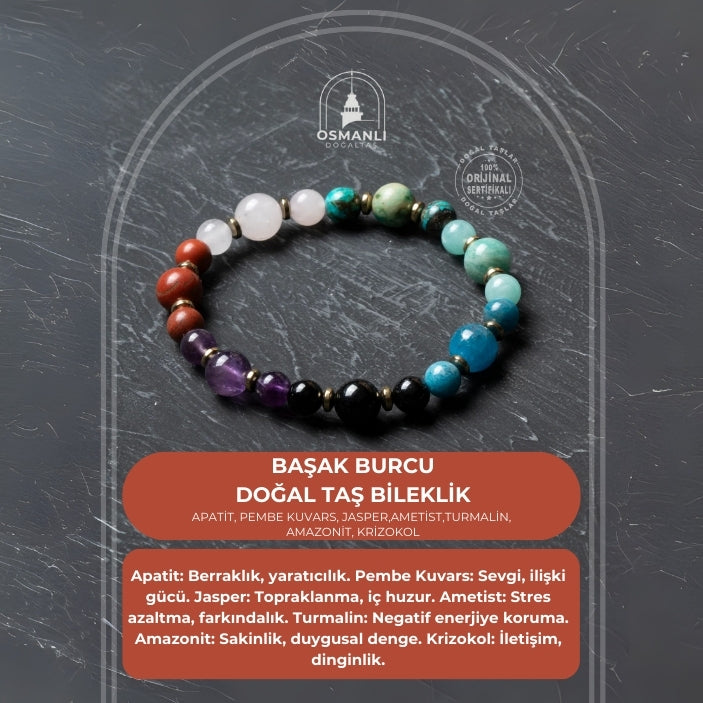 Sertifikalı Başak Burcu Doğal Taş Bileklik