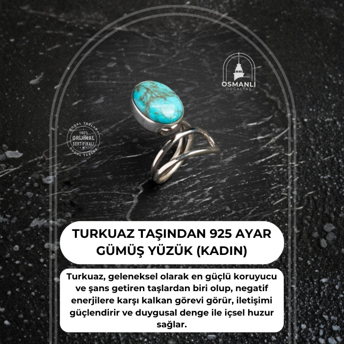 Turkuaz Taşından 925 Ayar Gümüş Yüzük (Kadın)