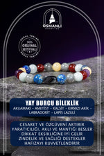 Yay Burcu Bileklik Akuamarin, Ametist, Kalsit, Kırmızı Akik, Labradorit, Lapis Lazuli
