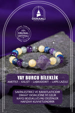 Yay Burcu Bileklik Ametist, Kalsit, Labradorit, Lapis Lazuli