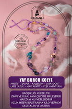 Yay Burcu Kolye Ametist, Jasper, Kalsedon, Labradorit, Lapis Lazuli, Mavi Apatit, Yeşil Aventurin