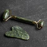 Yeşim Taşı Masaj Takımı - Roller ve Gua Sha Kapli Set