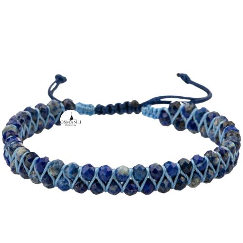 Lapis Lazuli 3-4mm Çift Sıra Doğal Taş Bileklik