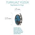 Sertifikalı Hakiki Orijinal Turkuaz Yüzük Doğal Taş Gümüş Yüzük Her Parmağa Ayarlanabilir 925 Ayar Model 3