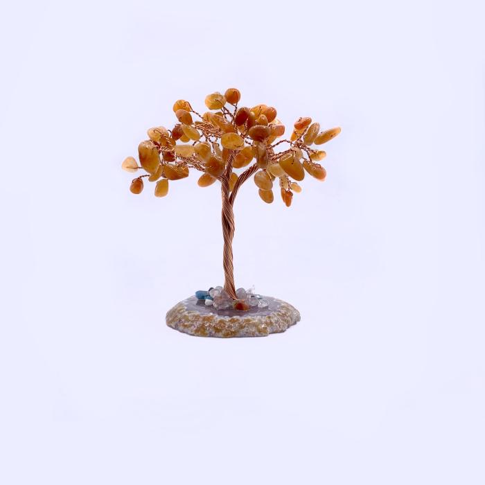 Pembe Kuvars Doğal Taş Ağaç - Akik Taşı Zemin Üzerine