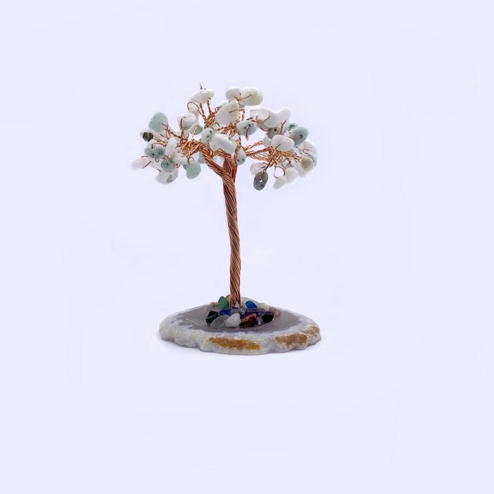 Çakra Doğal Taş Ağaç - Akik Taşı Zemin Üzerine